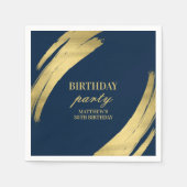 Elegante Navy Birthday Party Gold Foil Paper Plate Serviette (Vorderseite)