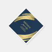 Elegante Navy Birthday Party Gold Foil Paper Plate Serviette (Ecke)