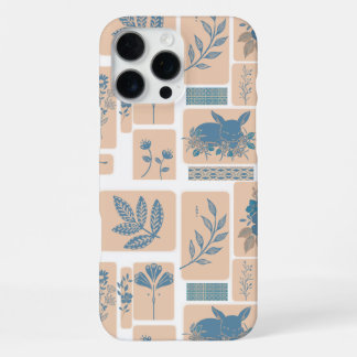 Elegante Navy Blau Botanisches Kaninchen Muster Te iPhone 16 Pro Max Hülle