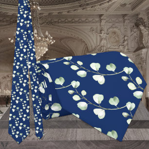 Elegante Navy-Blau-Eukalyptus-Hochzeit Krawatte