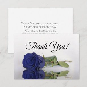 Elegante Navy-Blau gespiegelte Rose einfache Hochz Dankeskarte