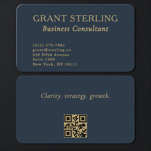 Elegante Navy-Blau-Gold-Berater-QR-Code Visitenkarte