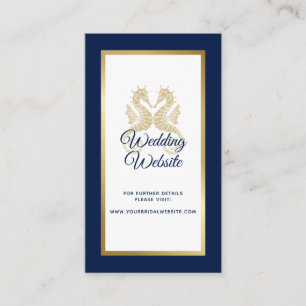 Elegante Navy-Blau-Gold-Seepferdchen-Hochzeits-Web Begleitkarte