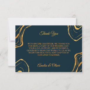 Elegante Navy-Blau-Goldene Hochzeit-Dankeskarten Einladung