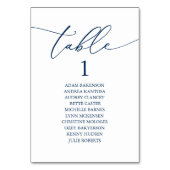 Elegante Navy-Blau-Hochzeitstisch-Sitzplan Tischnummer (Rückseite)