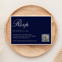 Elegante Navy-Blau Old-Money-QR-Code-Hochzeit