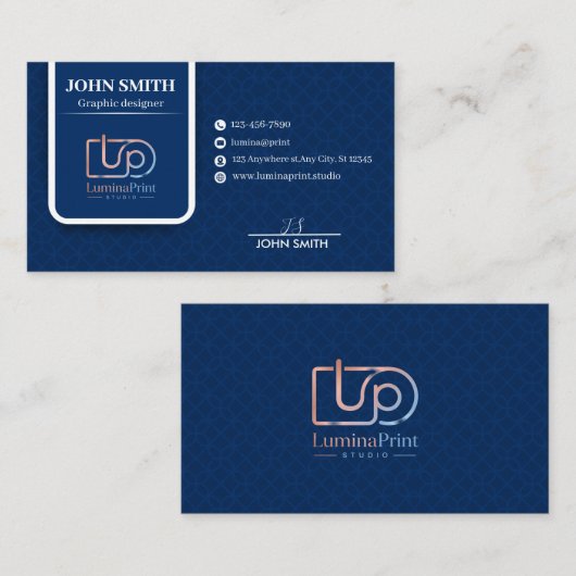 Elegante Navy-Blau Professionelles Studio-Eigenes- Visitenkarte (Vorne/Hinten)