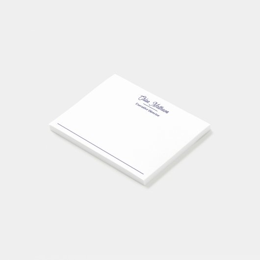 Elegante Navy-Blau- Schrift-Rand  Post-it Klebezettel (angewinkelt)