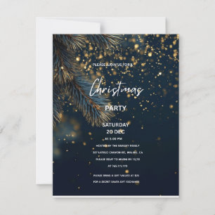 Elegante Navy-Blau- und Gold-Glitter-Party Weihnac Einladung