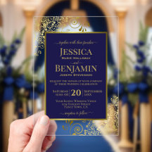 Elegante Navy-Blau- und Goldene stilvolle Hochzeit