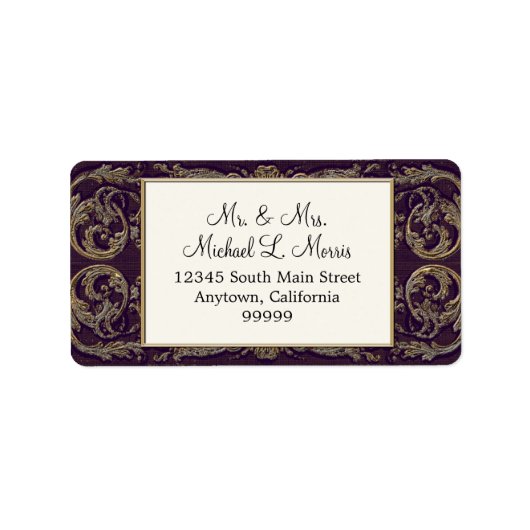 Elegante Navy Blauer Barock Hochzeitsfeier Rücksen Adressaufkleber (Vorne)