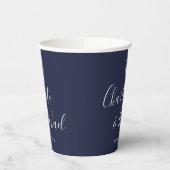 Elegante Navy Blue Anchor Nautical Wedding Pappbecher (Links)
