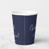 Elegante Navy Blue Anchor Nautical Wedding Pappbecher (Rechts)