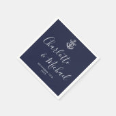 Elegante Navy Blue Anchor Nautical Wedding Serviette (Ecke)