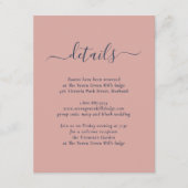 Elegante Navy Blue and Blush Hochzeitskarte Begleitkarte (Vorderseite)