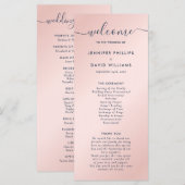 Elegante Navy Blue and Blush Wedding Programm (Vorne/Hinten)