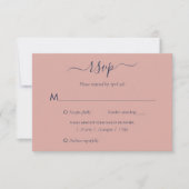 Elegante Navy Blue and Blush Wedding RSVP Cards (Vorderseite)