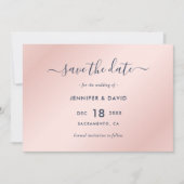 Elegante Navy Blue and Blush Wedding Save The Date (Vorderseite)