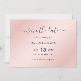 Elegante Navy Blue and Blush Wedding Save The Date