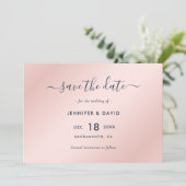 Elegante Navy Blue and Blush Wedding Save The Date (Stehend Vorderseite)