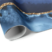 Elegante Navy Blue and Gold Glitzer Ocean Agate Geschenkpapier (Rolleneckpunkt)