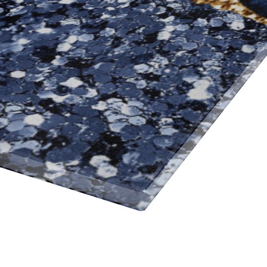 Elegante Navy Blue and Gold Glitzer Ocean Agate Schneidebrett (Ecke)