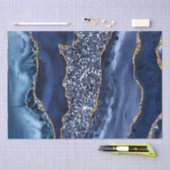 Elegante Navy Blue and Gold Glitzer Ocean Agate Seidenpapier (Handwerk)