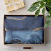 Elegante Navy Blue and Gold Glitzer Ocean Agate Seidenpapier (Geschenk)