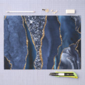 Elegante Navy Blue and Gold Glitzer Ocean Agate Seidenpapier (Handwerk)