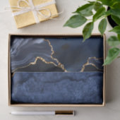 Elegante Navy Blue and Gold Glitzer Ocean Agate Seidenpapier (Geschenk)
