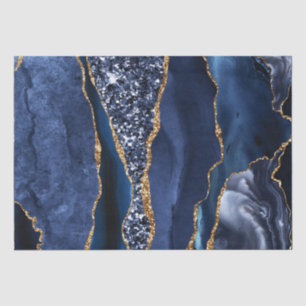 Elegante Navy Blue and Gold Glitzer Ocean Agate Seidenpapier