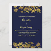 Elegante Navy Blue and Gold Hochzeit Einladung (Vorderseite)