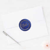 Elegante Navy Blue and Gold Sale Wax Siegel Sticke Runder Aufkleber (Umschlag)