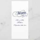 Elegante Navy Blue and White Wedding Menu Vorlagen (Rückseite)