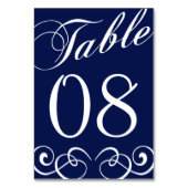 Elegante Navy Blue and White Wedding Tischnummer (Vorderseite)