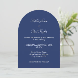 Elegante Navy Blue Arch Wedding Einladung