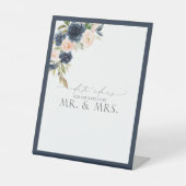 Elegante Navy Blue Blush Pink Floral Date Ideas Sockelschild (Vorderseite)