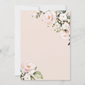 Elegante Navy Blue & Blush Rose Blume Hochzeit Einladung (Rückseite)