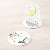 Elegante Navy Blue Blush Rose Blumenkohl Hochzeit Getränkeuntersetzer (Seite)