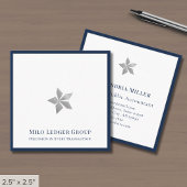Elegante Navy Blue Border Square Business Card Quadratische Visitenkarte