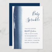 Elegante Navy Blue Boy Modern Baby Sprinkle Einladung (Vorne/Hinten)