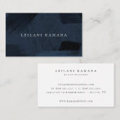 Elegante Navy Blue Brush Textur Visitenkarte (Vorne/Hinten)