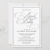 Elegante Navy Blue Calligraphy Brunch & Bubbly Einladung (Vorderseite)