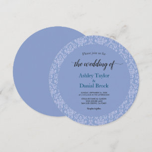 Elegante Navy Blue Chic Decorative Damask Hochzeit Einladung