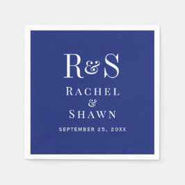 Elegante Navy Blue Chic Moderne Monogram Wedding Serviette