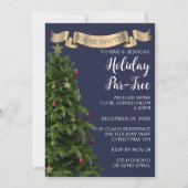 Elegante Navy Blue Christmas Tree Holiday Party Einladung (Vorderseite)