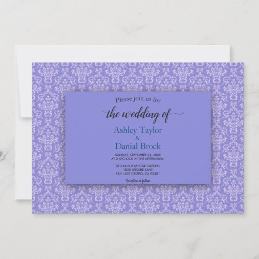 Elegante Navy Blue Damask Klassische dekorative Ho Einladung (Vorderseite)