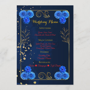 Elegante Navy-Blue-Empfangsmenüvorlage Menükarte