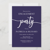 Elegante Navy Blue Engagement Party Einladung (Vorderseite)