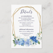 Elegante Navy Blue Floral Foliage Moderne Hochzeit Begleitkarte (Vorderseite)